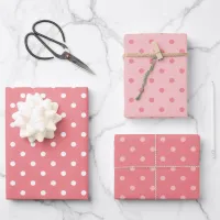 White and Coral Polka Dot Pastel Mix Wrapping Paper Sheets