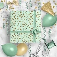 Confetti Sparkle Pattern Gold/Mint ID879 Wrapping Paper