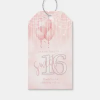 String Lights & Balloons Sweet 16 Rose Gold ID473 Gift Tags