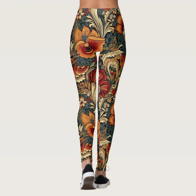 Medieval Garden Floral Pattern Leggings