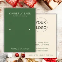 Classic Green Merry Christmas Earring Display Business Card