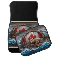 Beaver Against Canadian Landscape Car Floor Mat