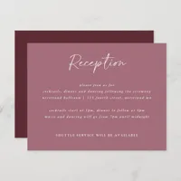 Merlot Wedding Modern Handwriting Reception Card