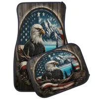 Majestic Eagle Amidst a Serene Mountain Backdrop Car Floor Mat