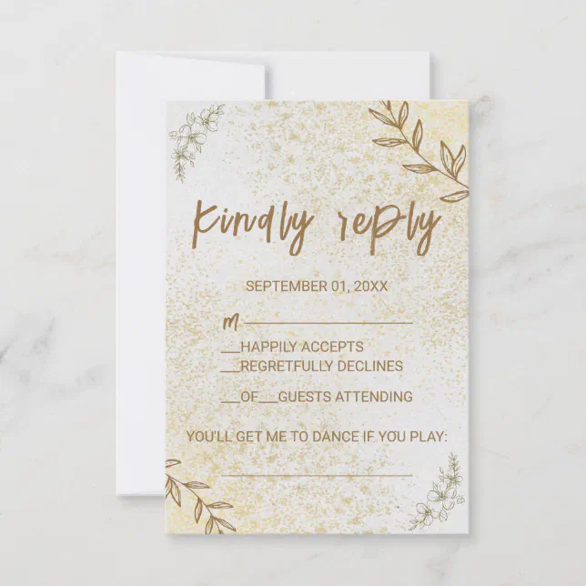 Gold And Cream Elegant and Delicate Song Request RSVP Card