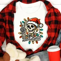 Skeleton Peace Merry & Bright Christmas Tri-Blend Shirt