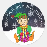 Twas the Night Before Christmas Elf Classic Round Sticker