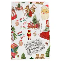 Vintage Christmas Pattern on White | Medium Gift Bag