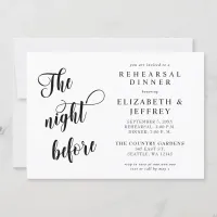 Calligraphy The Night Before Rehearsal Dinner Invitation