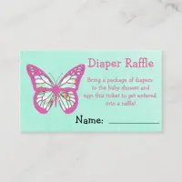 Diaper Raffle Ticket Teal and Pink with Bow Enclosure Card