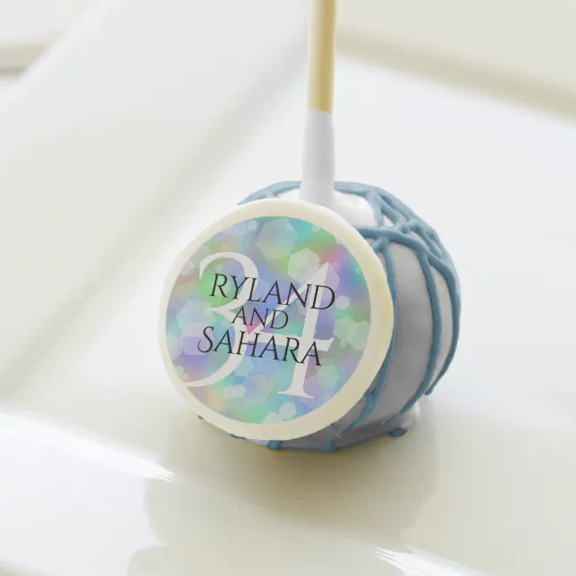 Elegant 34th Opal Wedding Anniversary Celebration Cake Pops