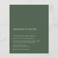 Budget Green Modern Wedding Invitation