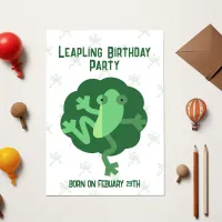 Leap Birthday 29th Febuary Leaper Modern Frog Invitation