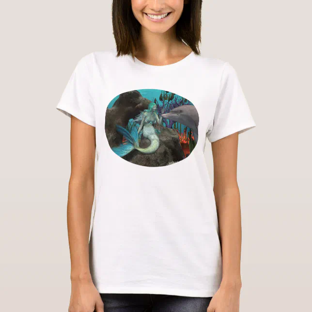 Mermaid and Dolphin Under the Sea T-Shirt