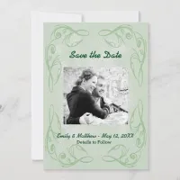 Kale Abstract Swirl Border Save the Date Flat Card