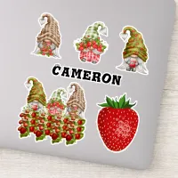 Strawberry Gnome Collection Add Name Fruit Love 8" Sticker