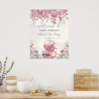 Watercolor Tea Party Blush Floral Bridal Shower Poster