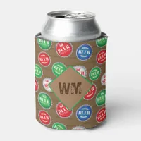 Beer Bottle Caps Craft Beer Drinker Monogrammed Can Cooler