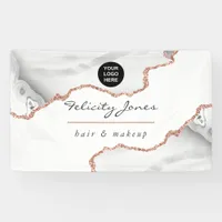 Chic Watercolor White and Rose Gold Agate Business Banner