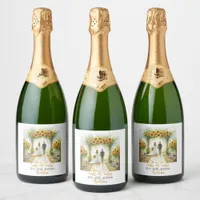 Country Sunflower Wedding Sparkling Wine Label