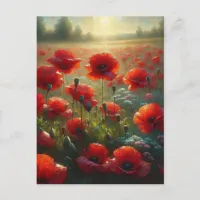 Pretty Red Poppy Field | Saying Hi Postcard