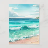 Watercolor Tropical Beach Coastal Postcard