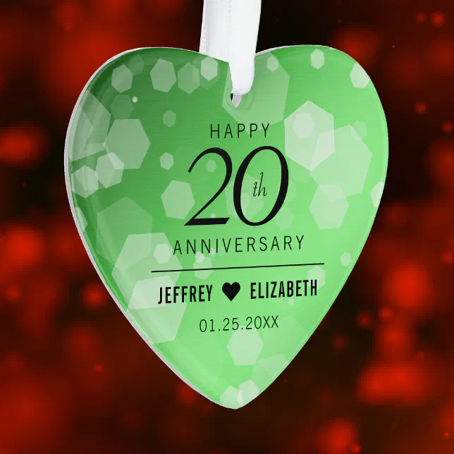 Elegant 20th Emerald Wedding Anniversary Ornament