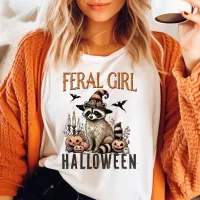 Feral Girl Halloween Vintage Raccoon  T-Shirt