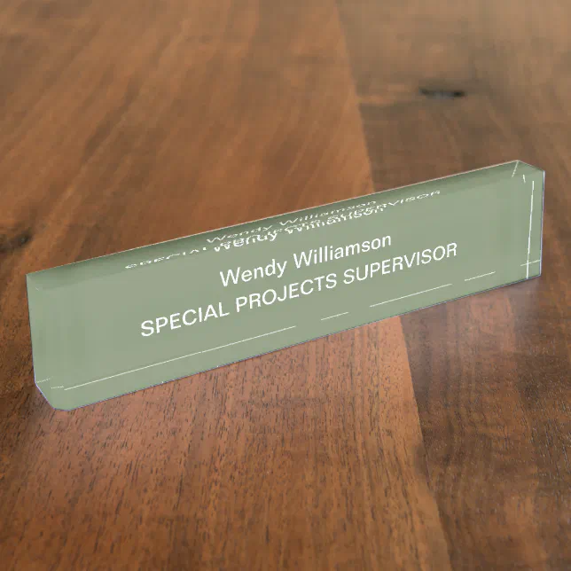 Sage Green Office Desk Nameplate