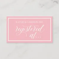 Wedding Registry -Registered At Cards- Pink & Gold Enclosure Card