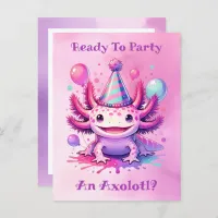 Let's Celebrate Axolotl Girl's Birthday Party Postcard