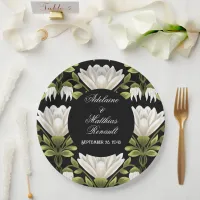 Elegant Black & White Floral Wedding: Calligraphy  Paper Plates