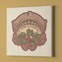 Christmas and Yule Blessings Vintage Style Faux Canvas Print