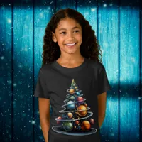 Planet Christmas Tree Outer Space Kids T-Shirt