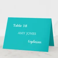 Guest Name Meal Choice Aqua Turquoise Place Card