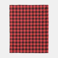 Classic Red & Black Buffalo Plaid Checked  Fleece Blanket