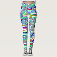 Red, Green, Blue, White Abstract Bubbles Leggings