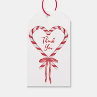 Chic Modern Candy Cane and Bow Christmas Thank You Gift Tags