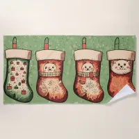 Christmas Stockings Beach Towel