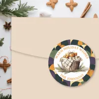 Farmhouse Basket of Christmas Gifts  Classic Round Sticker