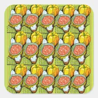 Pumpkins, Soup and Striped Background Square Sticker