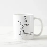 Black and White Roses Wedding Coffee Mug