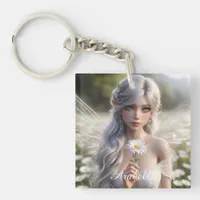 Beautiful April Fairy in Daisies Keychain