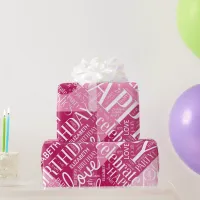 Birthday Add Long Name Color Block Pink ID274 Wrapping Paper