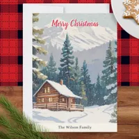 Rustic Winter Snow Country Cabin Christmas Holiday Card