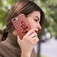 Beautiful Red Roses on a red pattern iPhone Case