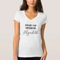 Minimalist Bachelorette Party Maid Of Honor White T-Shirt