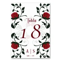 Gothic Wedding Dripping Red Roses Moody Table Number