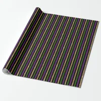 Purple, Green, Black, Faux Gold Stripes Mardi Gras Wrapping Paper