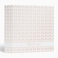 Girly Pink White Rose Gold Foil Tribal Boho 3 Ring Binder